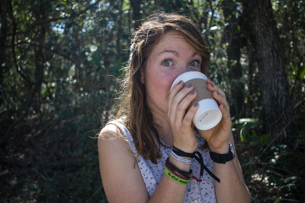 a young woman drinking coffee in montverde florida